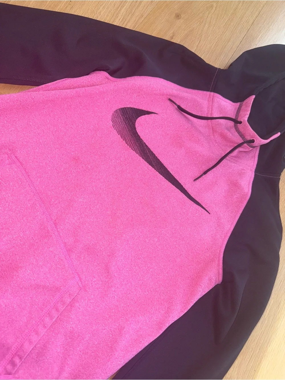 Nike Pink and Black Pullover Hoodie